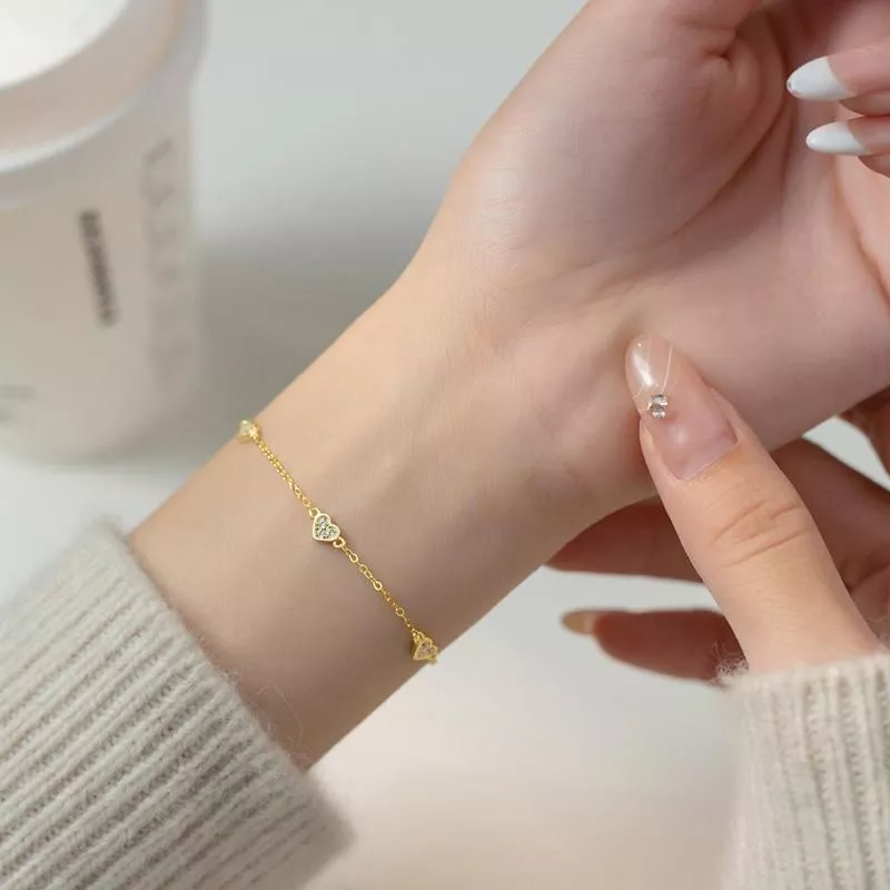 Sterling Silver Heart Cross Thin Chain Bracelet for Women Sterling Silver Heart Cross Thin Chain Bracelet for Women